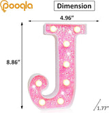 Pooqla LED Marquee Letter Lights, Light Up Pink Letters Glitter Alphab