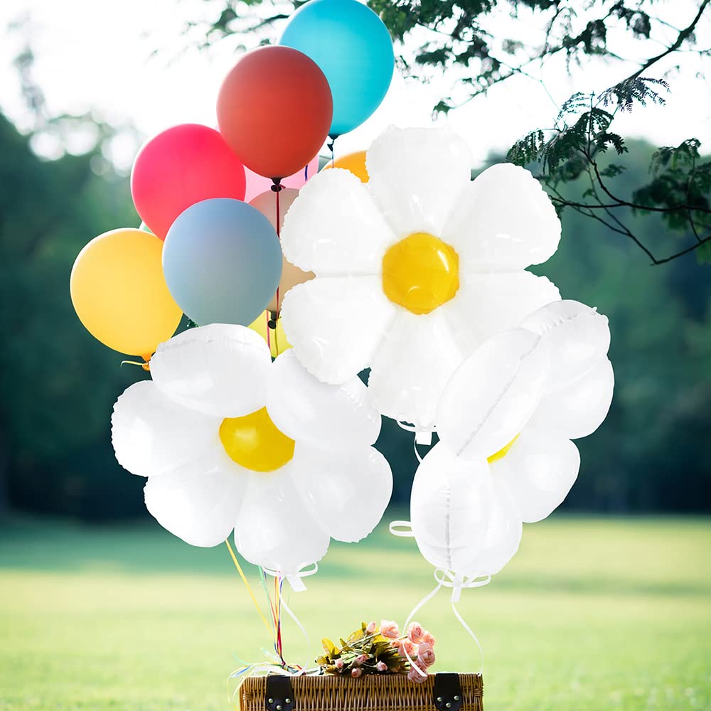 4D Floatable White Daisy Balloons White Flower Balloons Fairy Floral
