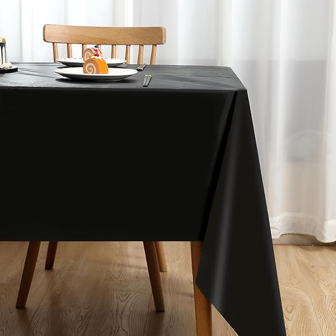 2 Packaging Black Plastic Tablecloth, 54 inch x108 inch Rectangular