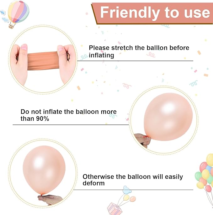 Dagelar Rose Gold Balloons Set, Pearl Champagne Gold Rose Gold and