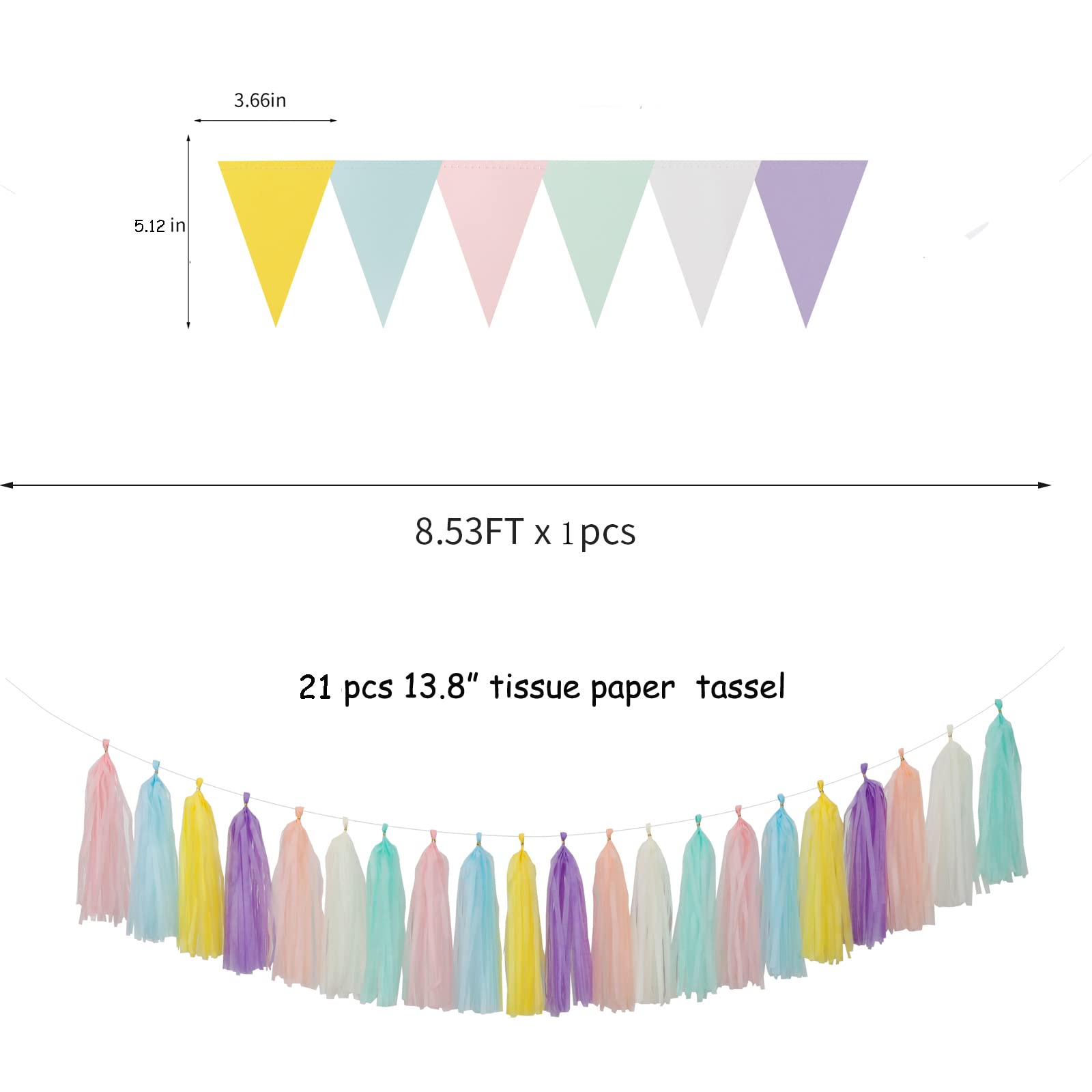 Pastel Rainbow Party-Decorations Supplies Streamers-Garland - 29pcs