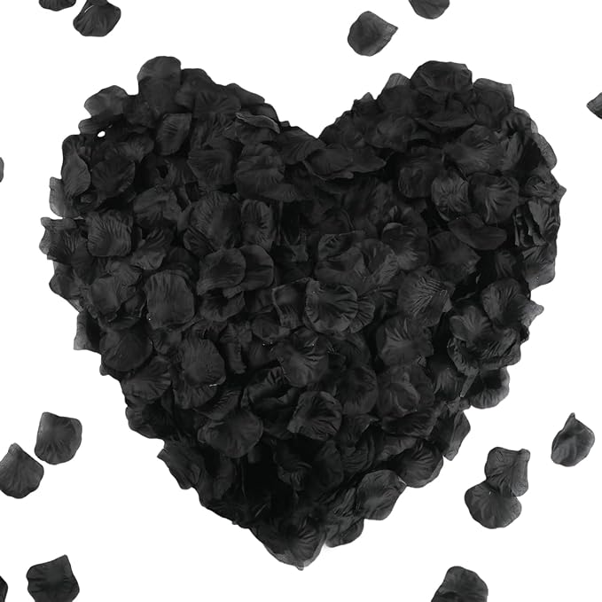 CODE FLORIST 1100 PCS Black Silk Rose Petals for Valentine's