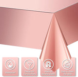 3 Pack Rose Gold Plastic Tablecloth, Dusty Pink Disposable Rectangle