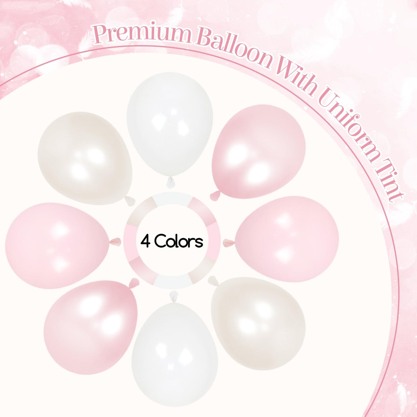 Pink Bow Balloon Arch Kit with Clear Light Pearl Pink and White