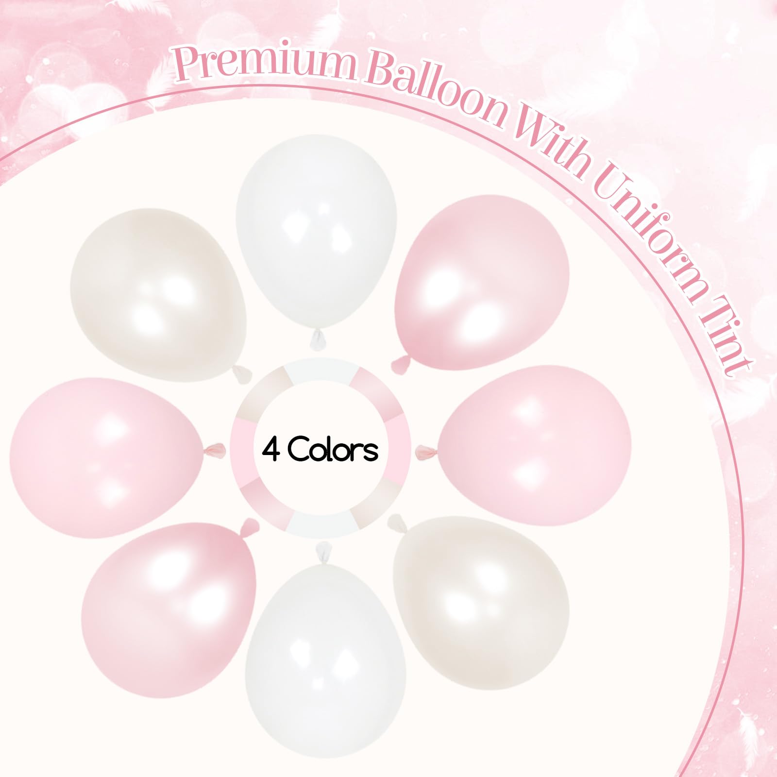 Pink Bow Balloon Arch Kit with Clear Light Pearl Pink and White