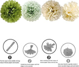 We Moment Olive Sage Green Cream Ivory Tan Tissue Paper Pom Poms