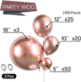 PartyWoo Rose Gold Balloons 100pcs Different Sizes of 18 12 10 5 Inch