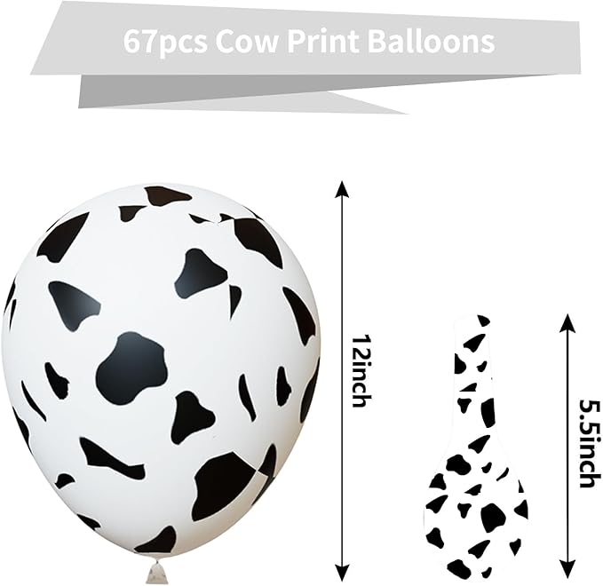 Cow Print Balloons, 67pcs 12 Inch Cow Balloons for Birthday, Farm