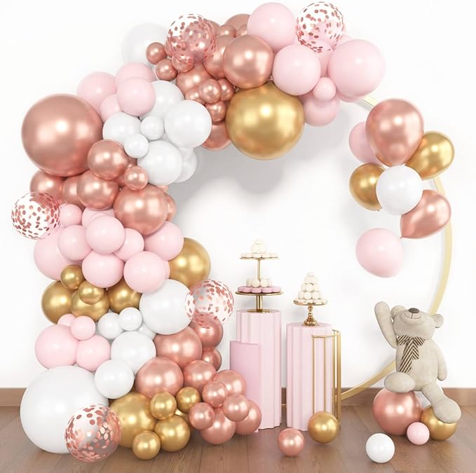 Amandir 153pcs Rose Gold Balloon Garland Arch Kit, Different Sizes 18