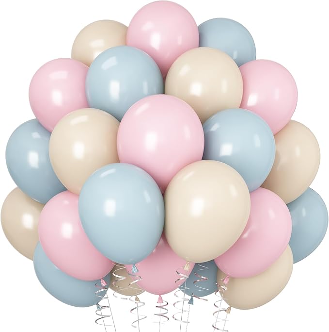 Pink and Blue Balloons Gender Reveal Boy or Girl 12inch Pastel Light