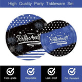 96Pcs Happy Retirement Party Decorations Black and Navy Blue Police