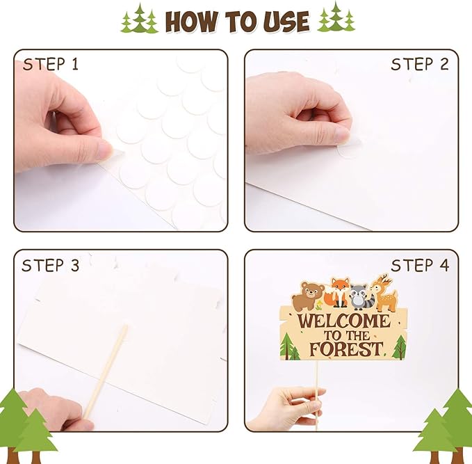 35 PCS Woodland Animal Photo Booth Props Wild One Camping Forest