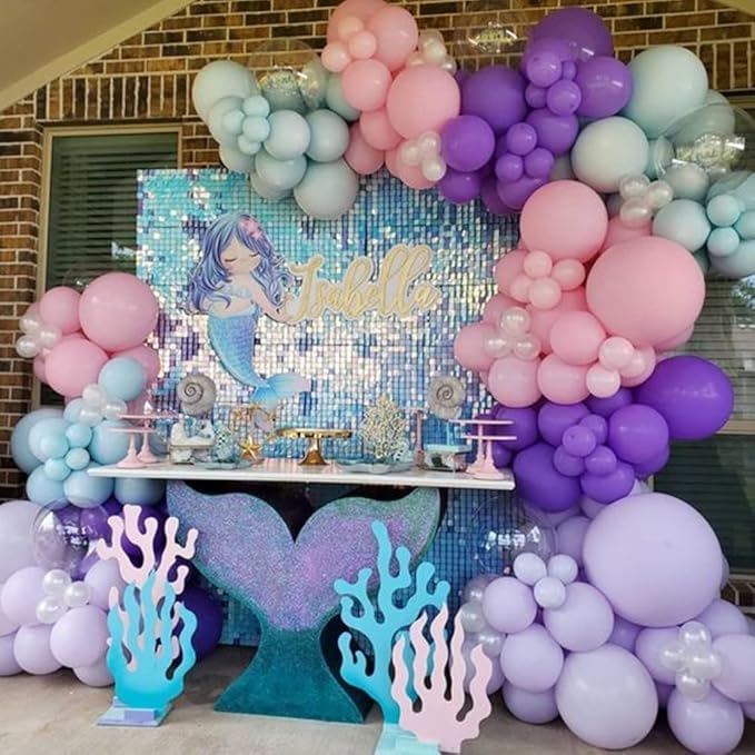 119Pcs Mermaid Balloon Garland Kit Mermaid Tail Arch Party