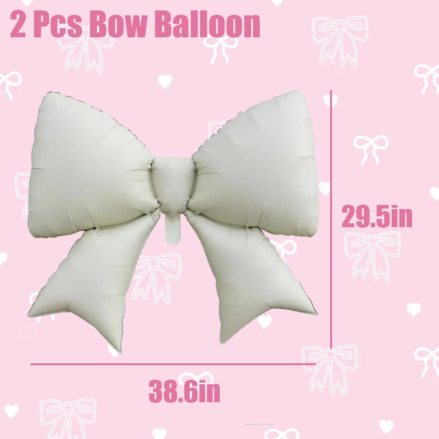 GOTPASS 2 Pcs White Bow Balloon Bow Theme Party Decorations for Baby