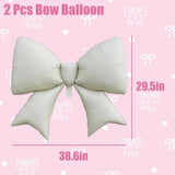 GOTPASS 2 Pcs White Bow Balloon Bow Theme Party Decorations for Baby