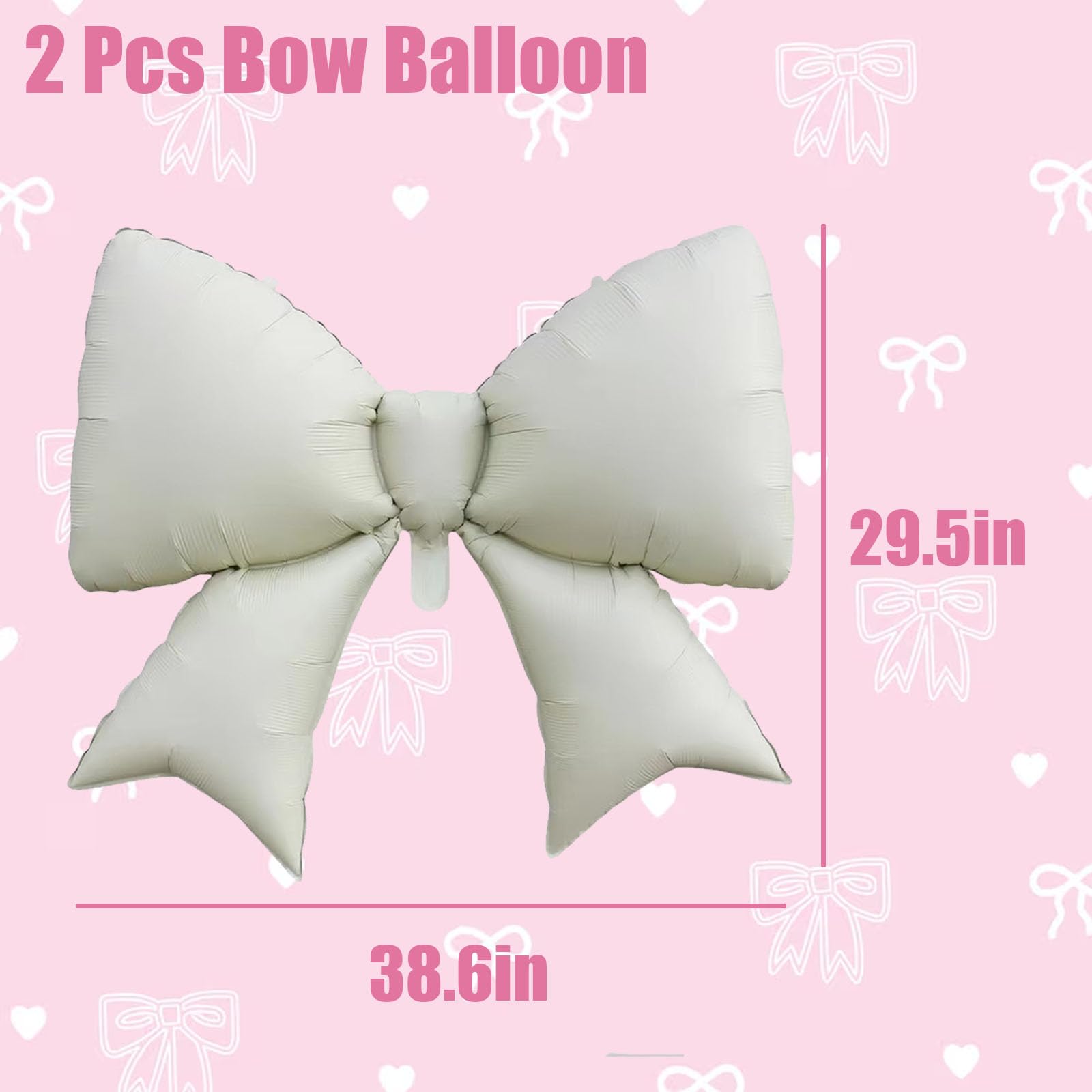 GOTPASS 2 Pcs White Bow Balloon Bow Theme Party Decorations for Baby