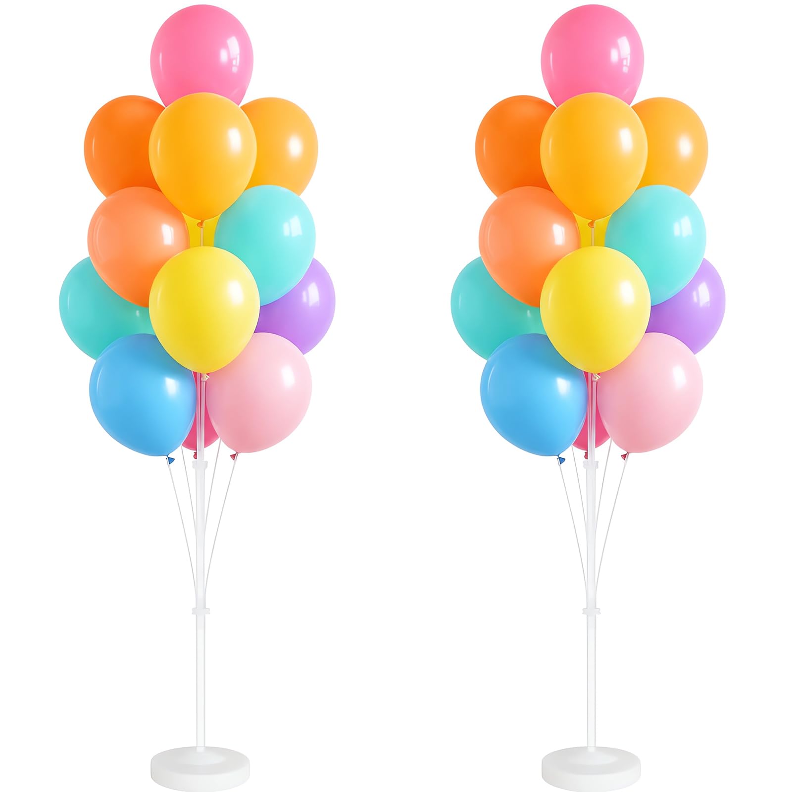 Tosuced Balloon Column Stand Kit,2 Sets of Assorted Rainbow Balloon
