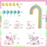 17Pcs Rainbow Unicorn Cake Toppers Unicorn Birthday Cake Decorations