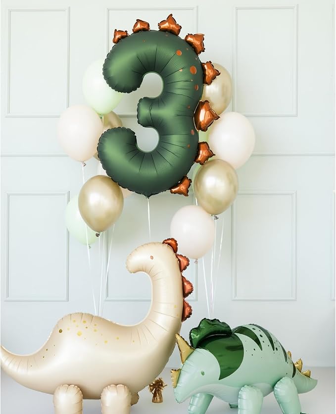 Dinosaur Number 3 Balloon PartyDeco 36 Inch Three Rex Balloons 3