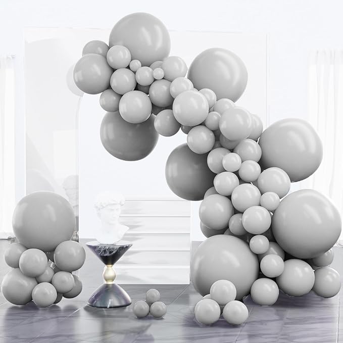 PartyWoo Gray Balloons 100 pcs Different Sizes of 18 12 10 5 Inch