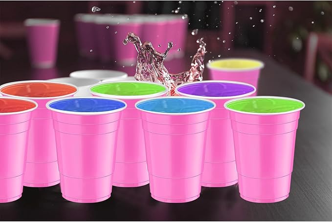 120 pcs 16 oz Pink plastic cups Valentines Day plastic Cups 16 oz