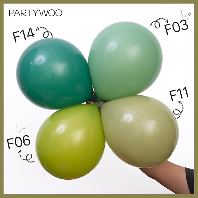 PartyWoo Olive Green Balloons 50 pcs 12 Inch Matte Sage Boho Green