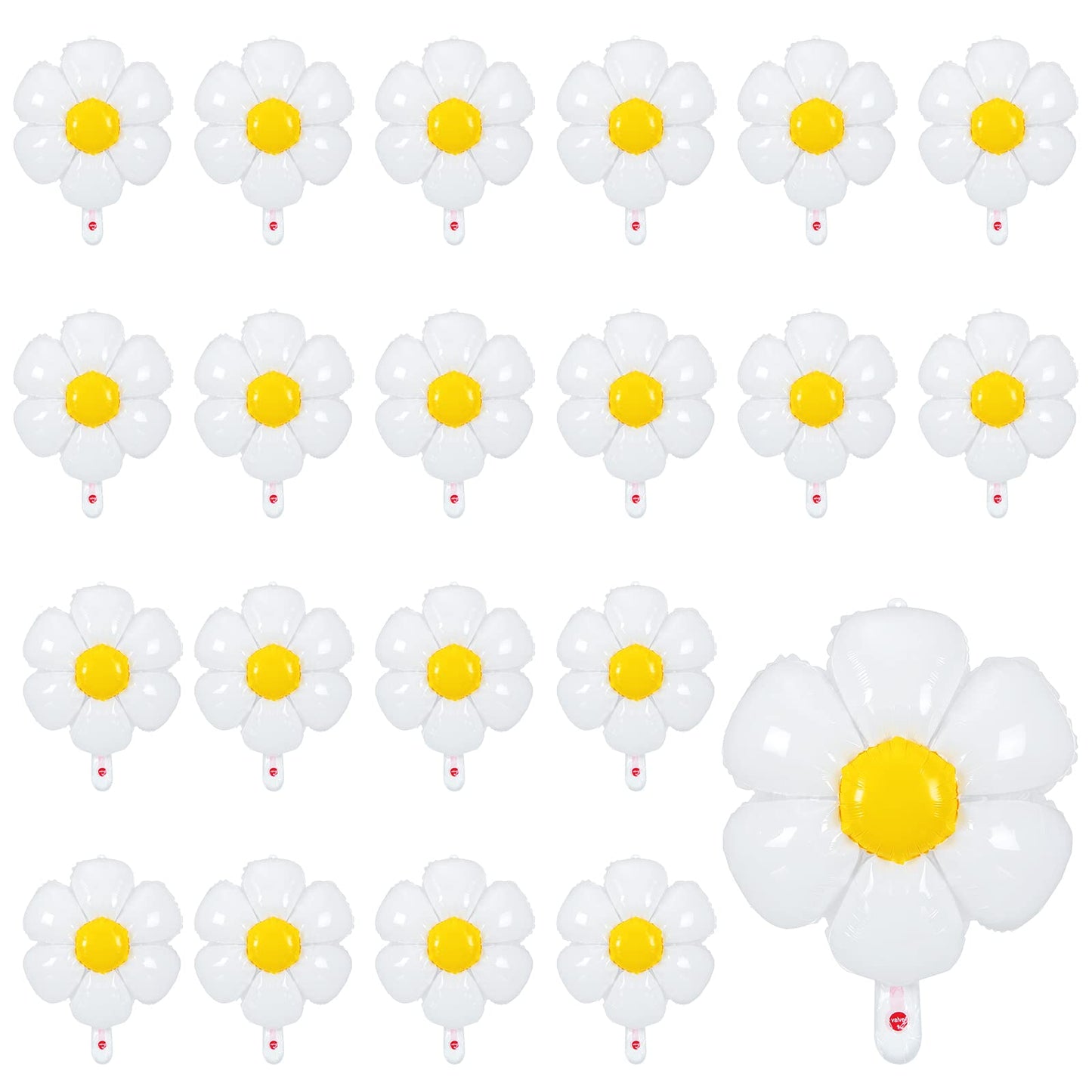 Sotiff 21 Pcs Flower Balloons Daisies Balloons White Groovy Flowe Whit