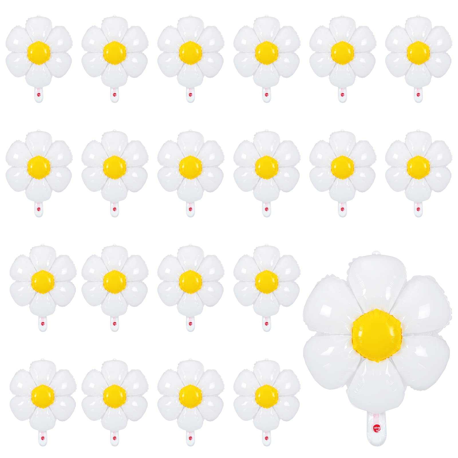 Sotiff 21 Pcs Flower Balloons Daisies Balloons White Groovy Flowe Whit