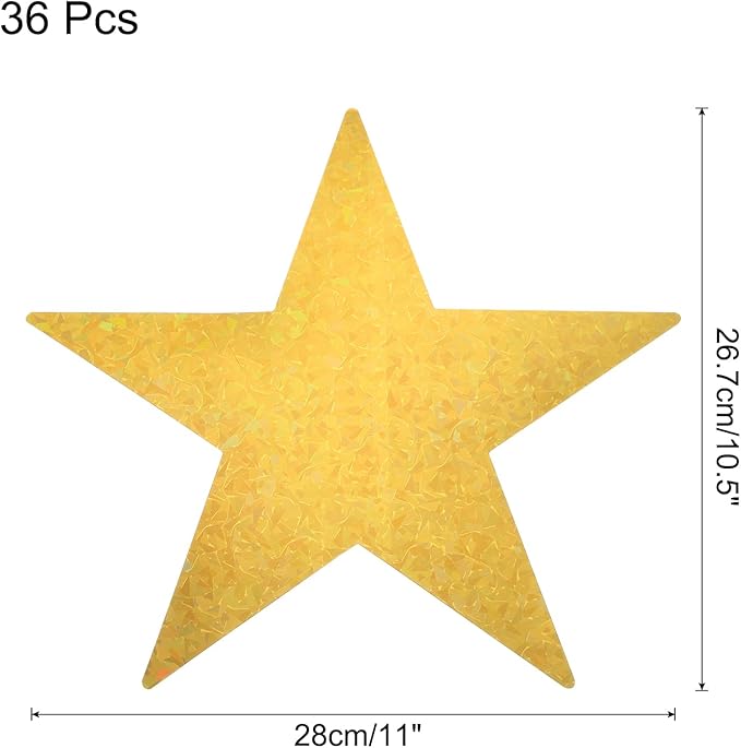 MECCANIXITY 36Pcs Laser Gold Stars Cutouts Double Printed Paper Stars
