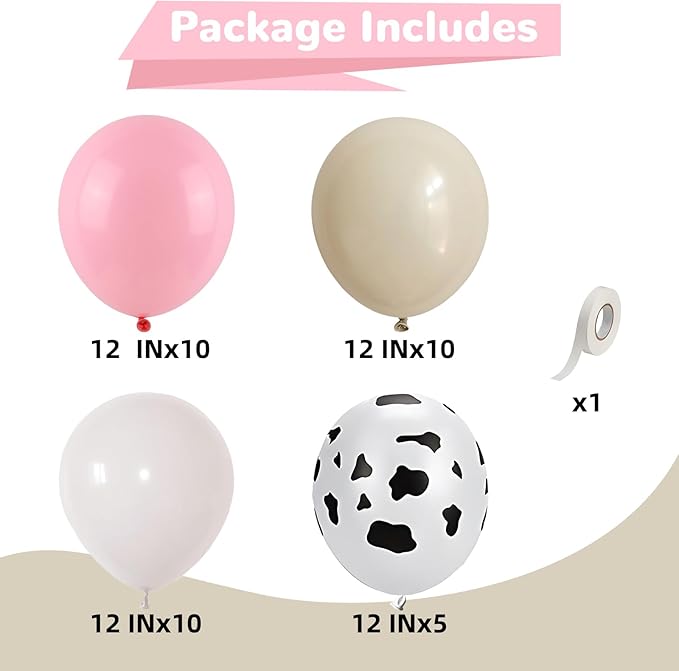 HILAVO Cowgirl Balloon 12 Inch Pastel Light Baby Pink White Nude