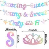 Generic Dancing Queen Young & Sweet Only 17 Banner, Iridescent Happy