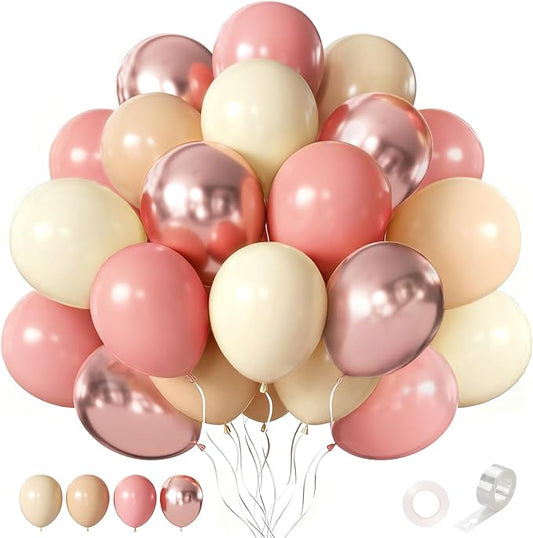 CVPARTON Retro Blush Pink Balloons 55 Packs 12 Inch Dusty Pink