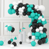 Teal Blue Black White Balloon Garland Arch Kit, 122PCS Teal Blue White