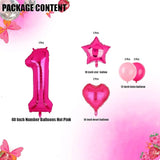 40 Inch Number Balloons Hot Pink 1 Anniversary Event Celebration