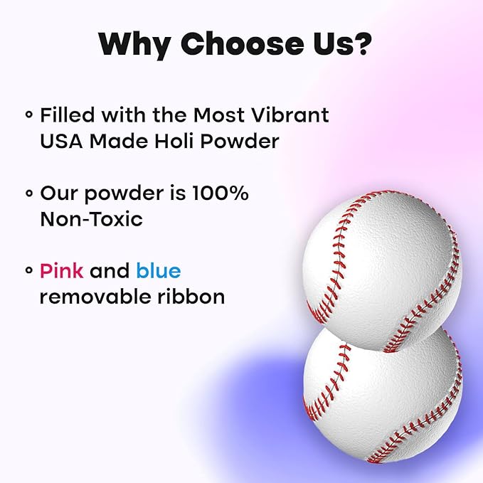Gender Reveal Baseball Set Pink & Blue Powder Kit for Complete