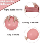 68 Pcs Retro Pink Nude Party Balloons 12Inch Dusty Pink Metallic Rose