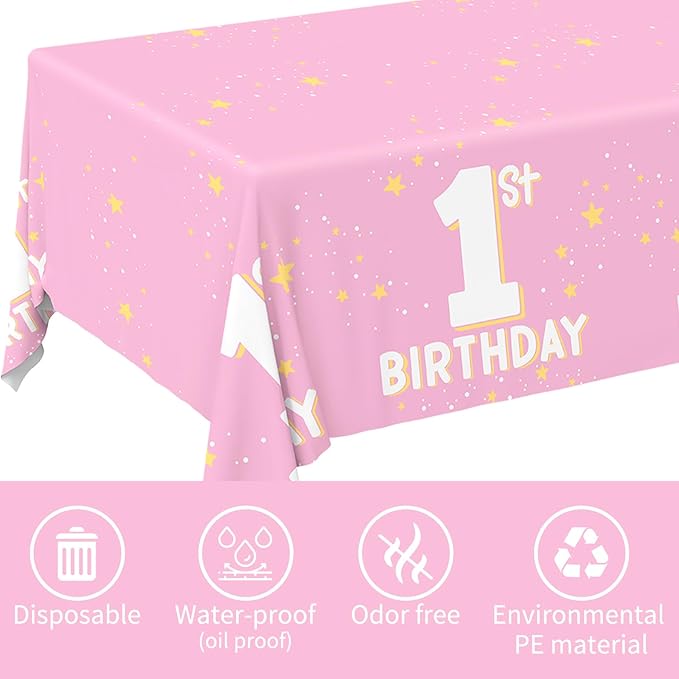 Baby Girl Party Supplies Set 1st Birthday Decorations Includes 2
