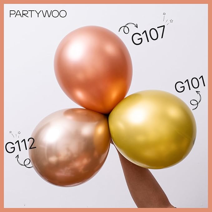 PartyWoo Rose Gold Balloons 100 pcs Different Sizes of 36 18 12 10 5