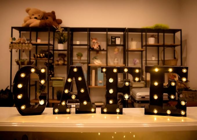 Foaky Black Light Up Letters,Black and Gold Party Decorations, Black