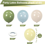 Bezente Sage Green Dusty Blue Yellow Balloons Kit - 60pcs 12 inch