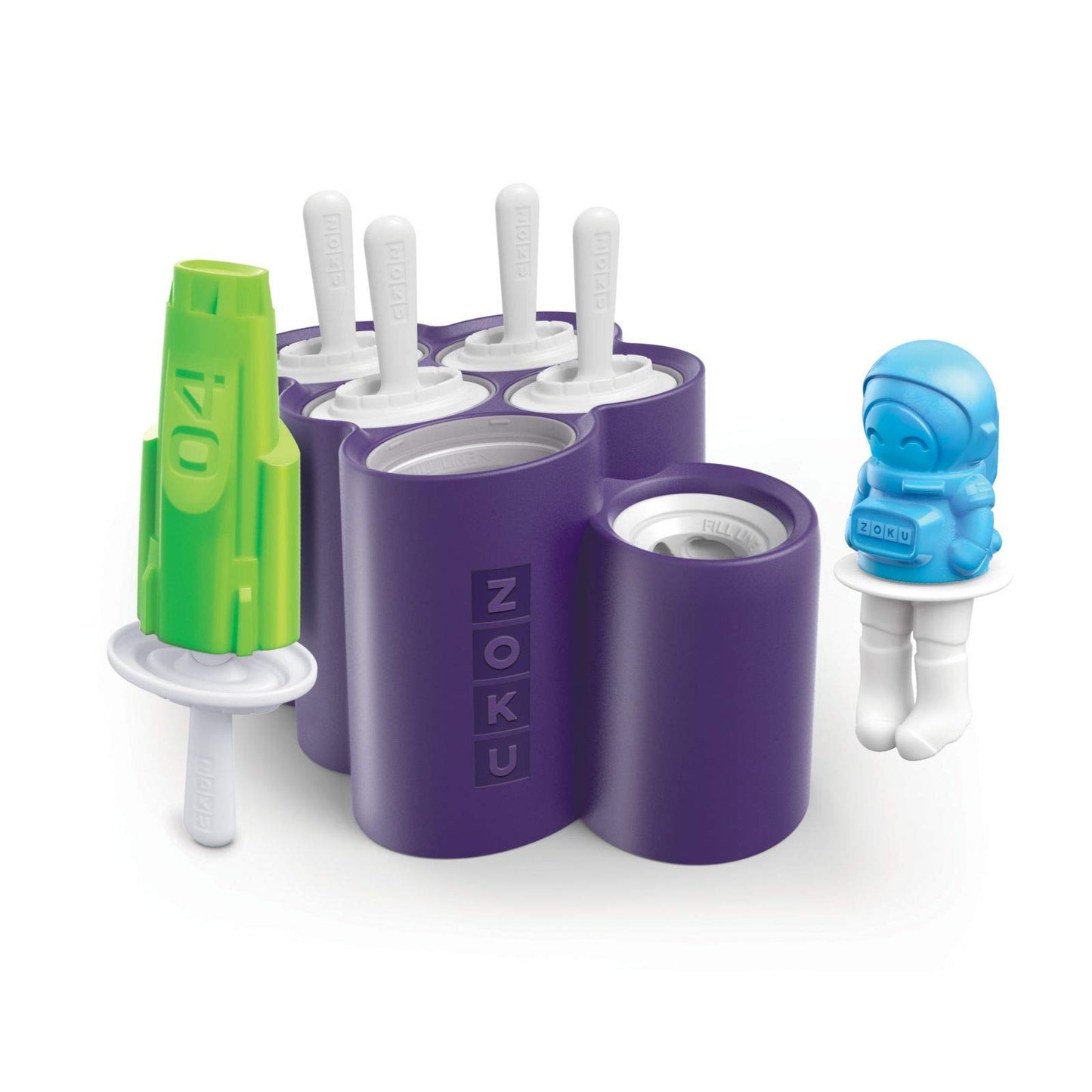 ZOKU Space Ice Pop Molds, 6 Rocket and Astronaut-shaped Popsicles