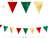 Christmas Party Decorations Triangle Pennant Banner Flag Red Green