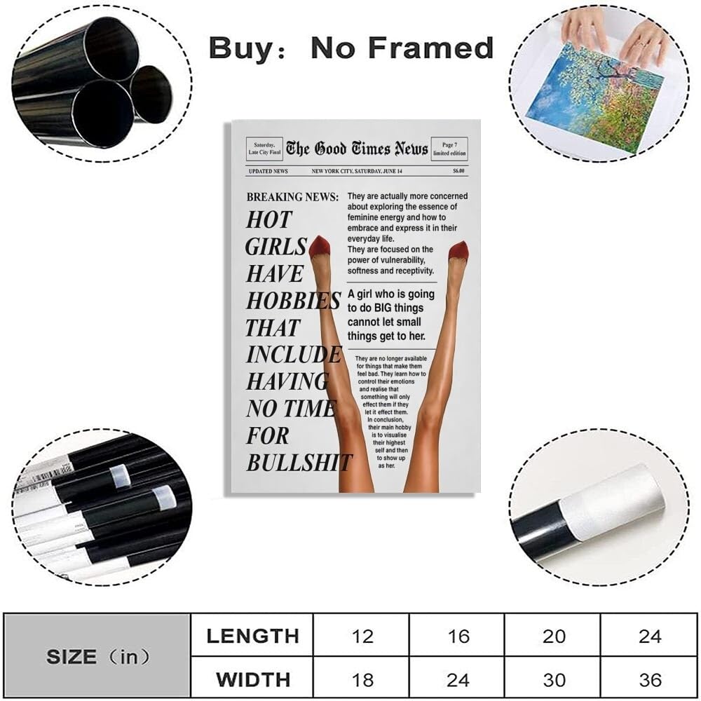 Retro Trendy Newspapers Wall art Decor Bar Cart Feminist Wall Art New