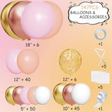 Rose Gold Balloon Arch Kit 147Pcs Metallic Gold White Pastel Nude