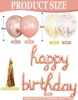 Rose Gold Happy Birthday Decorations for Women and Girls – Rose Gold