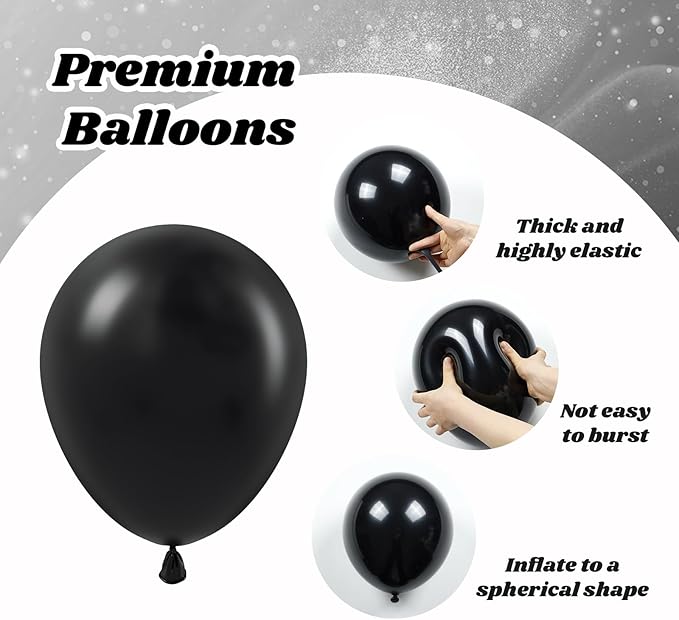 Blue and Black Balloons, 60pcs 12inch Blue Black Metallic Silver