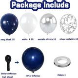 Zesliwy Navy Blue Silver Balloons Kit,50pcs 12inch Royal Dark Blue