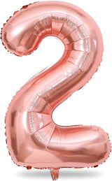 40 Inch Rose Gold Foil Balloon Number 2, Large Self Inflating Number