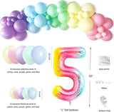 Unicorn 5th Birthday Party Decorations Rainbow Banner Balloons No.5