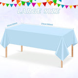 3Pcs Light Blue Tablecloths,Disposable Plastic Tablecloth,Waterproof
